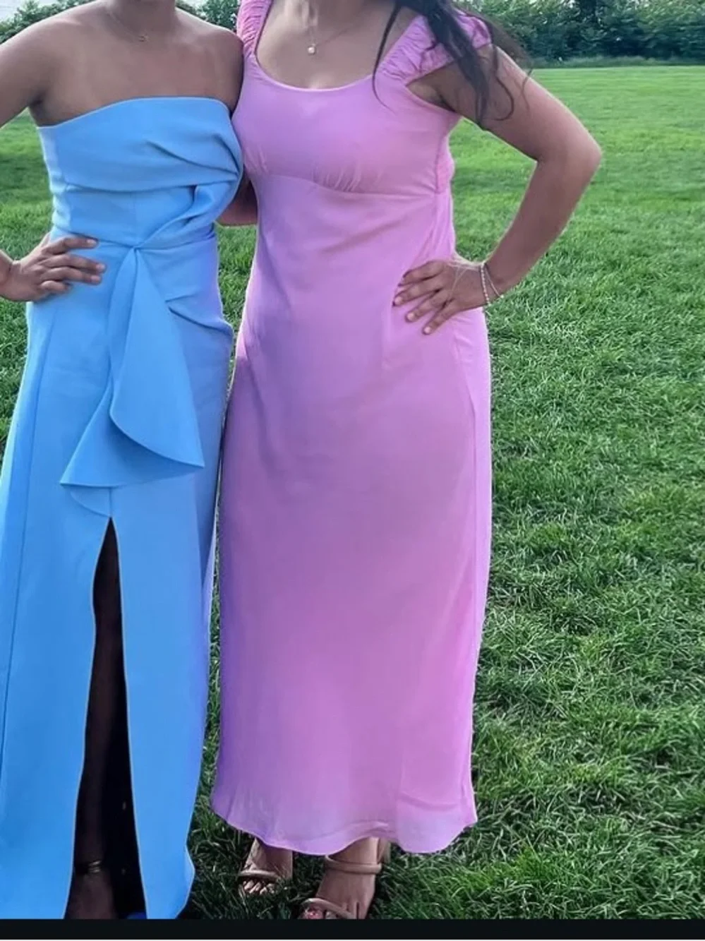 Abercrombie & Fitch Pink Square-Neck Maxi with Puff Sleeve